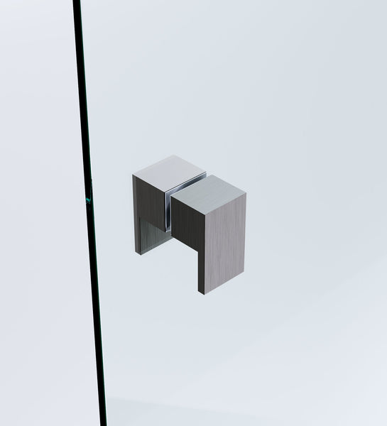 120X110cm Corner Frameless Shower Screen With Gunmetal Channel And Brass Hinges Square Double Pull Handle Shower Enclosures