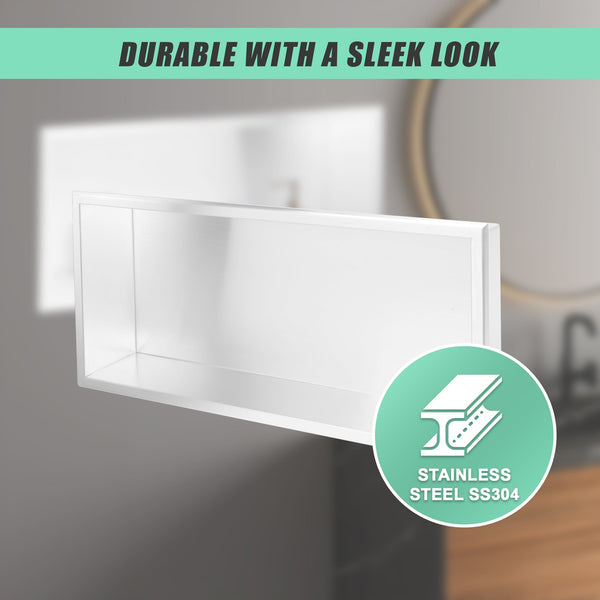 641 X 336 101Mm Shower Niche Single Shelf Organizer No Tile Needed In White Shelves