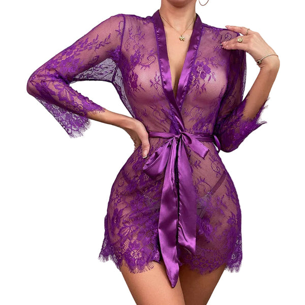 Lingerie Temptation Thin Lace Nightgown Home Wear Sleepwear