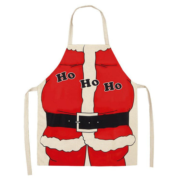 Christmas Santa Claus Kitchen Home Apron Linen Polyester Cartoon Aprons
