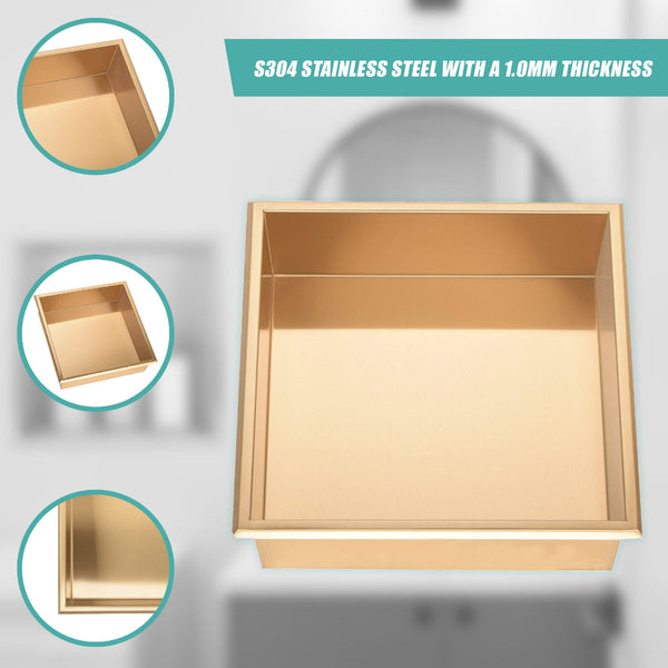 336 X 101Mm Shower Niche Single Shelf Organizer No Tile Needed In Gold Shower Shelves & Organisers