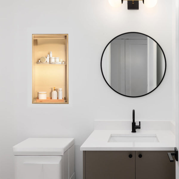 641 X 336 101Mm Shower Niche Double Shelf Organizer No Tile Needed In Gold Shower Shelves & Organisers