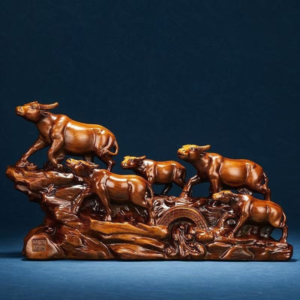 Decorations With The Five Bulls And Ox Qi Soaring Into Sky Zodiac Signs Home Living Room Wine Cabinet Sculptures & Figurines
