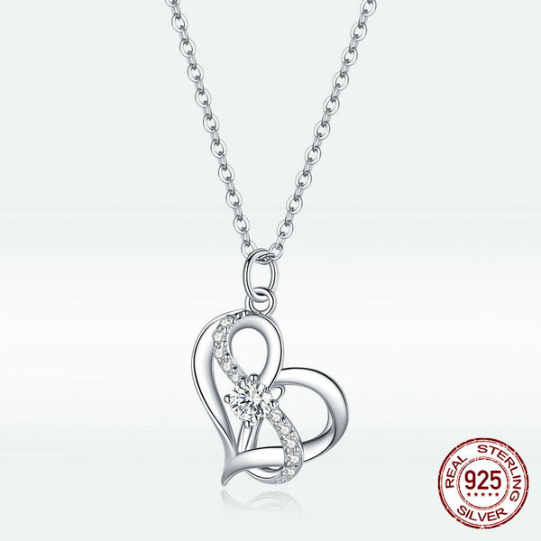 Silver S925 Necklace Women's Heart Shaped Pendant Jewelry Necklaces & Pendants