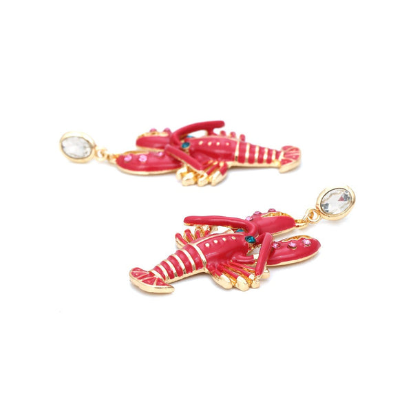 Veile Studios And American Creative Alloy Oil Drop Diamond Lobster Shaped Earrings