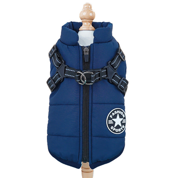 Pet Clothing Waterproof And Warm Dog Cotton Coat Winter Skiing Suit Chest Back Integrated Vest Dog Clothing & Shoes