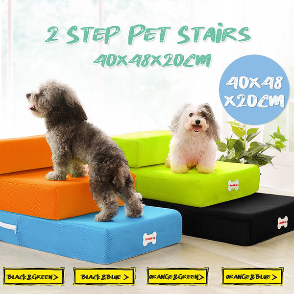 Orange 2 Step Portable Puppy Dog Cat Soft Indoor Sofa Bed Folding Stairs