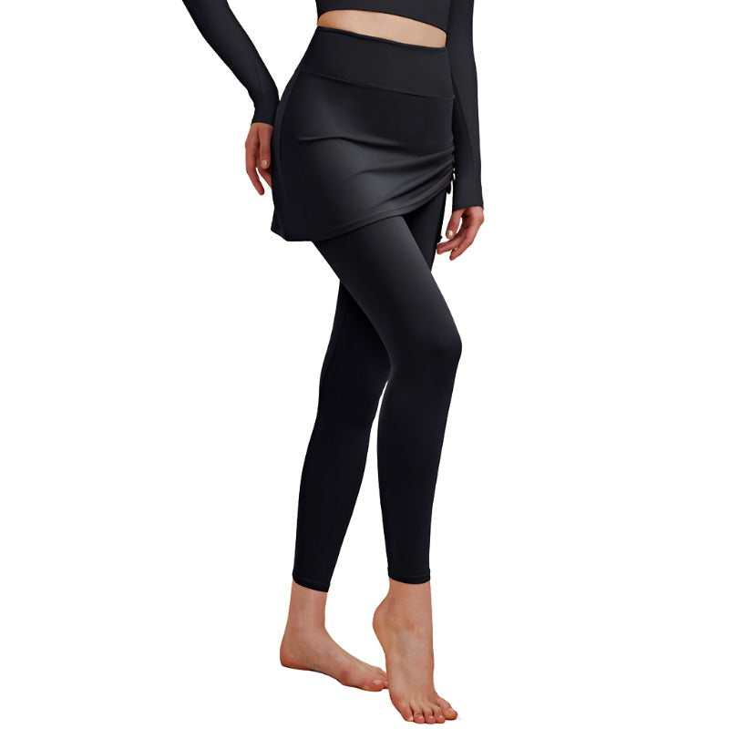 Short Skirt Design Yoga Pants Fake Two Piece High Waisted Leggings For Activewear Activewear Skirts & Skorts