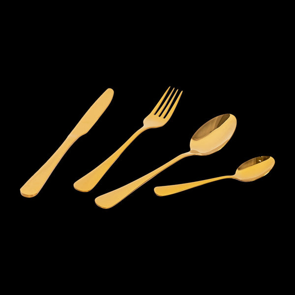 Tableware 24Pc Gold Cutlery Set Ss304 Household Knife Fork Spoon Kitchen With Storage Rack Dinner Service Cutlery Sets