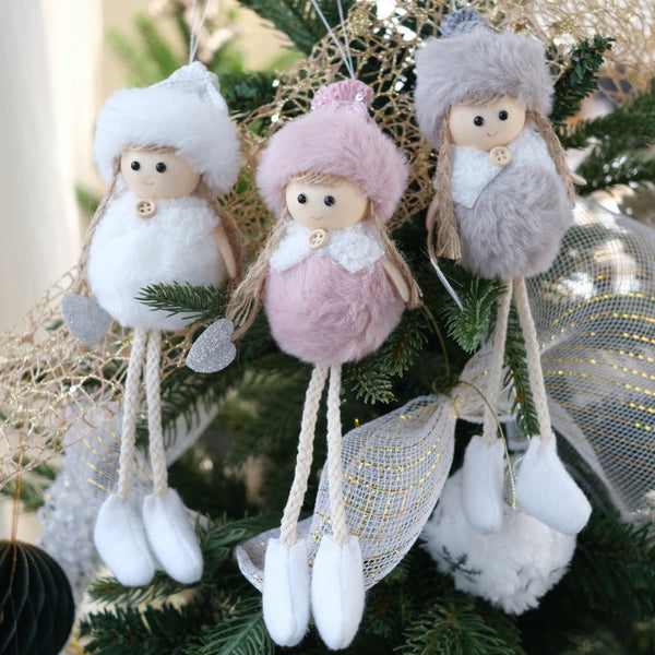 Christmas Angel Doll Decorative Plush Hanging Ornament For Tree Hotel Bar Counter Decoration Gift Box Accessories Seasonal Decorations
