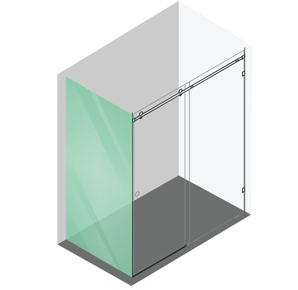 140X90cm Frameless Glass Sliding Corner Shower With Black Rail And Hardware Shower Doors