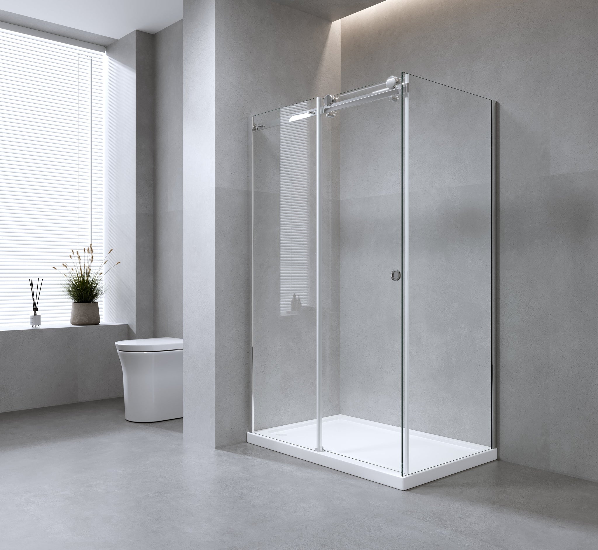 140X90cm Frameless Glass Sliding Corner Shower With Black Rail And Hardware Shower Doors