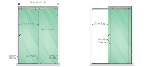 180X80cm Frameless Glass Sliding Corner Shower With Black Rail And Hardware Shower Doors