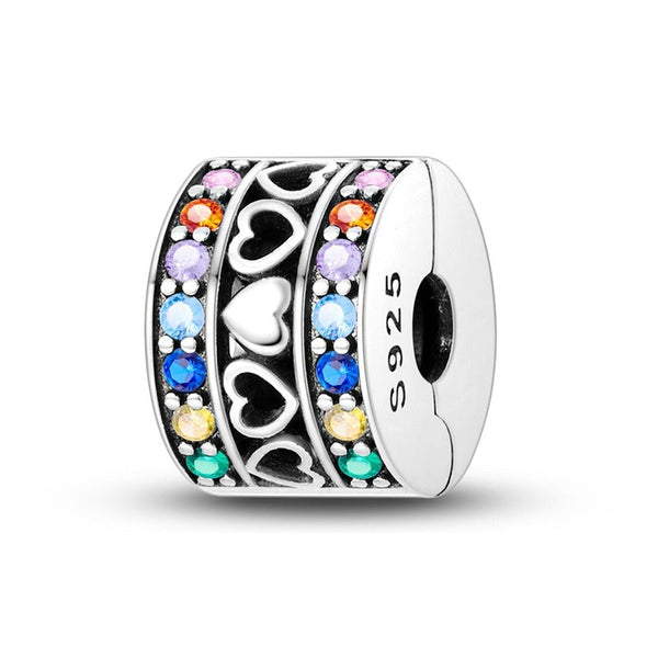 Veile Studios Copper Plated S925 Silver Colourful Heart Clip Beads String Diy Bracelet Necklace Bracelets