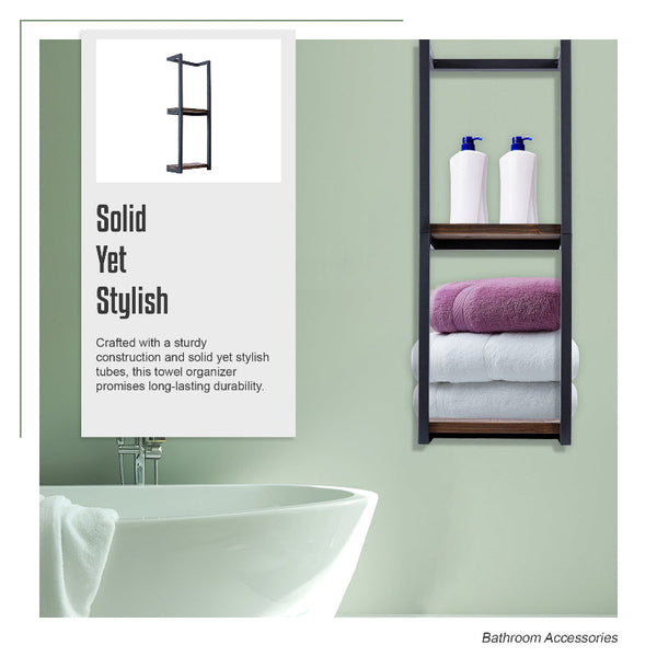 Stylish Bathroom Towel Storage Rack With Wooden Shelves Towel Racks