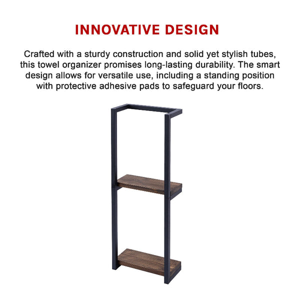 Stylish Bathroom Towel Storage Rack With Wooden Shelves Towel Racks