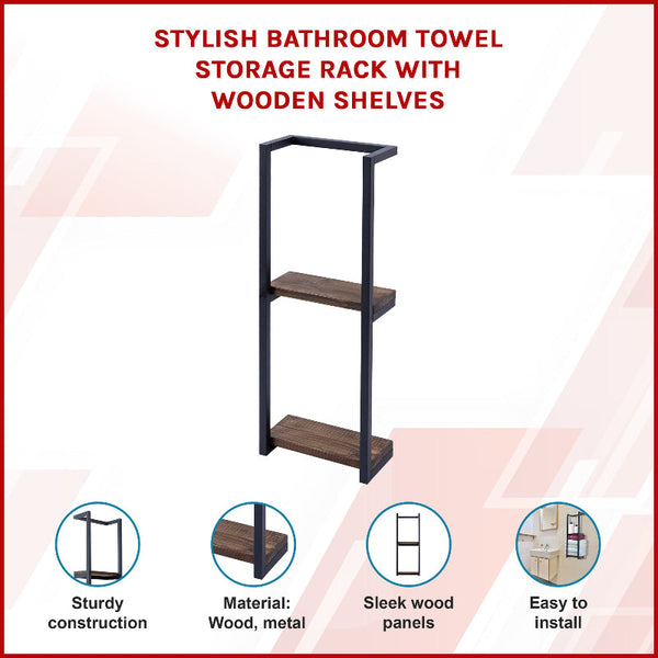 Stylish Bathroom Towel Storage Rack With Wooden Shelves Towel Racks