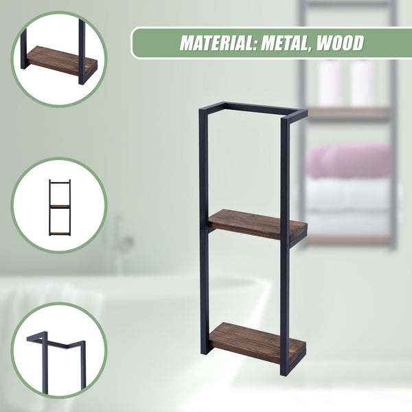 Stylish Bathroom Towel Storage Rack With Wooden Shelves Towel Racks