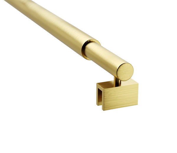 80Cm Reeded Glass Shower Screen With Gold U Brackets & Round Pole Shower Enclosures