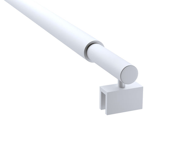 80Cm Reeded Glass Shower Screen With White U Brackets & Round Pole Shower Enclosures