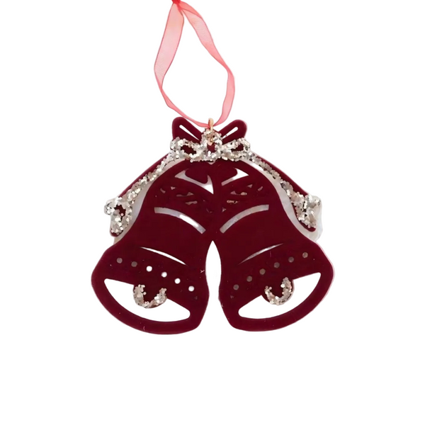 Christmas Red Velvet Door Hanger Decoration Flocked Tree Sprinkle Wreath Ornament Seasonal Decorations