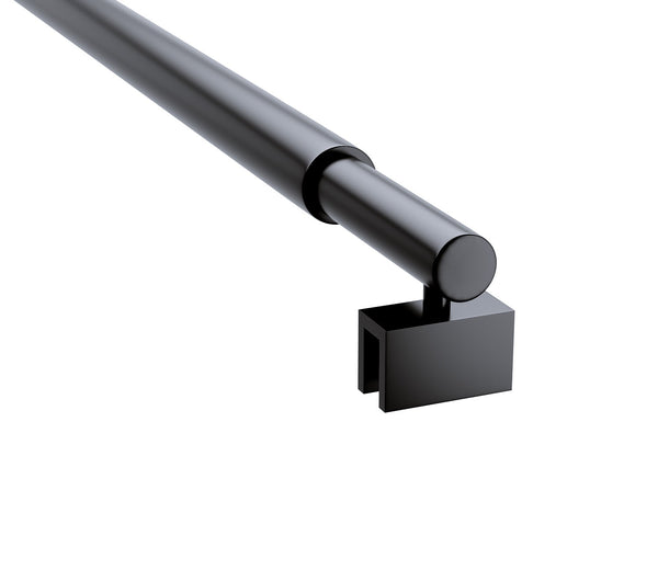 90Cm Reeded Glass Shower Screen With Black F Brackets & Round Pole Shower Enclosures