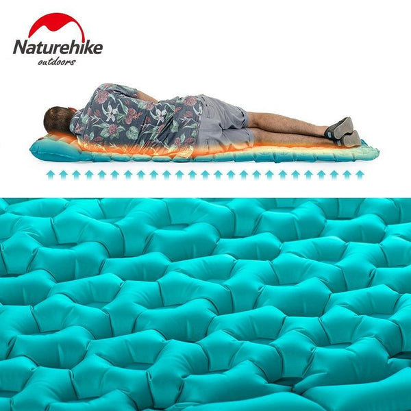 Orange Naturehike Outdoor Inflatable Cushion Sleeping Camping Mat Bag With Pillow Sleeping Mats