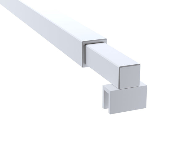 90Cm Reeded Glass Shower Screen With White U Brackets & Square Pole Shower Enclosures