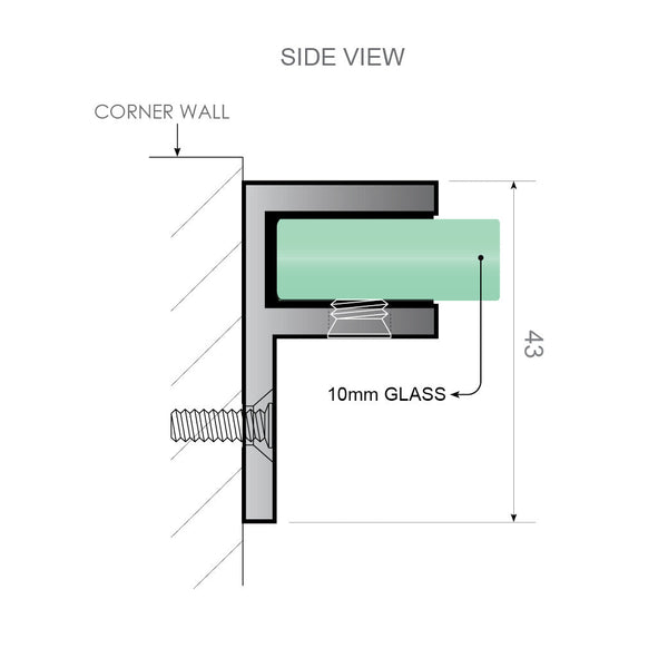 90Cm Reeded Glass Shower Screen With White F Brackets & Round Pole Shower Enclosures
