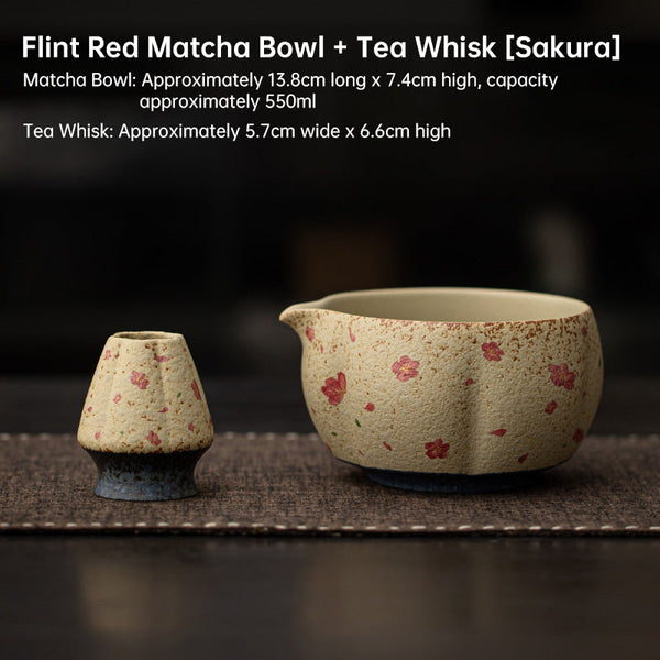 2 8Pcs Japanese Flint Red Matcha Set: Bamboo Whisk Bowl Box Exquisite Tea Tools Gift Teapots