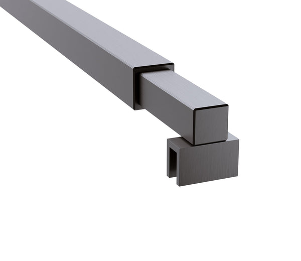 110Cm Reeded Glass Shower Screen With Gunmetal F Brackets & Square Pole Shower Enclosures