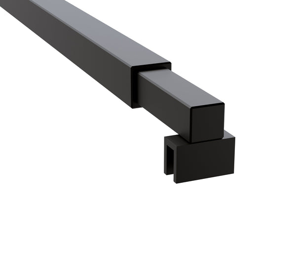 70Cm Reeded Glass Shower Screen With Black Wall Channel & Square Pole Shower Enclosures