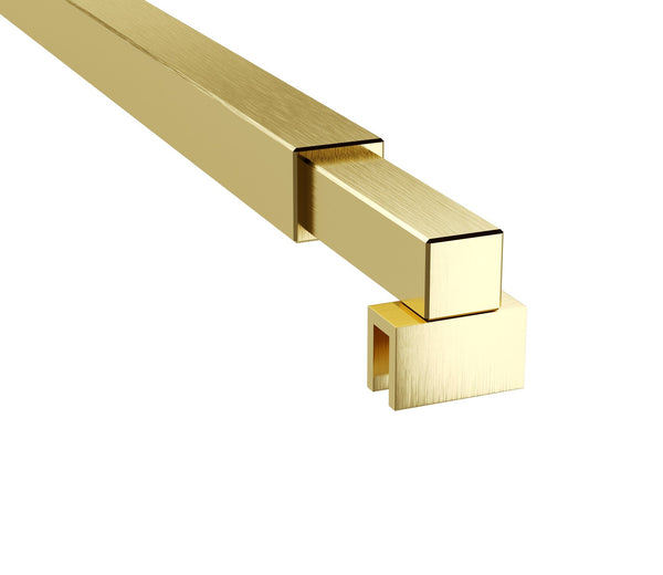 Della Francesca 80Cm Reeded Glass Shower Screen With Gold Wall Channel & Square Pole Shower Enclosures