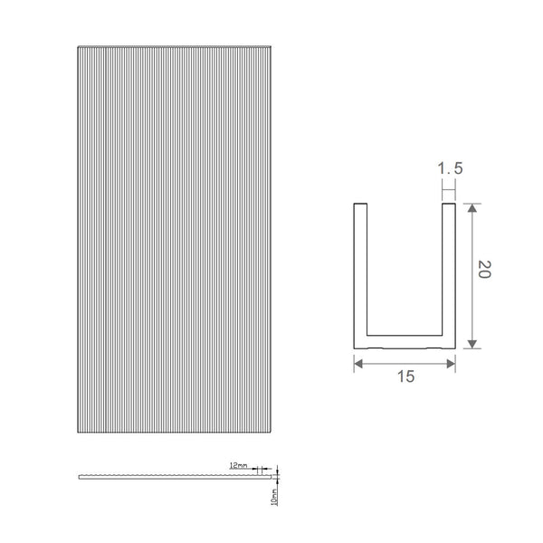 100Cm Reeded Glass Shower Screen With Gold Wall & Floor Channel Shower Enclosures