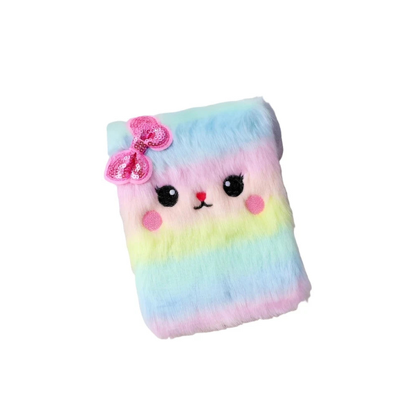 Bowtie Cat Notebook Girls Kawaii Cartoon Plush Diary Book Portable Notepad Planner Agenda Journal Office School Stationery Suppl Notebooks