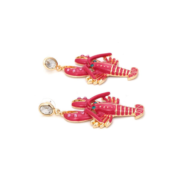 Veile Studios And American Creative Alloy Oil Drop Diamond Lobster Shaped Earrings