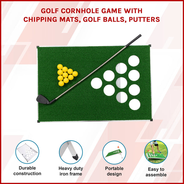 Golf Cornhole Game With Chipping Mats Balls Putters Other Golf Accessories