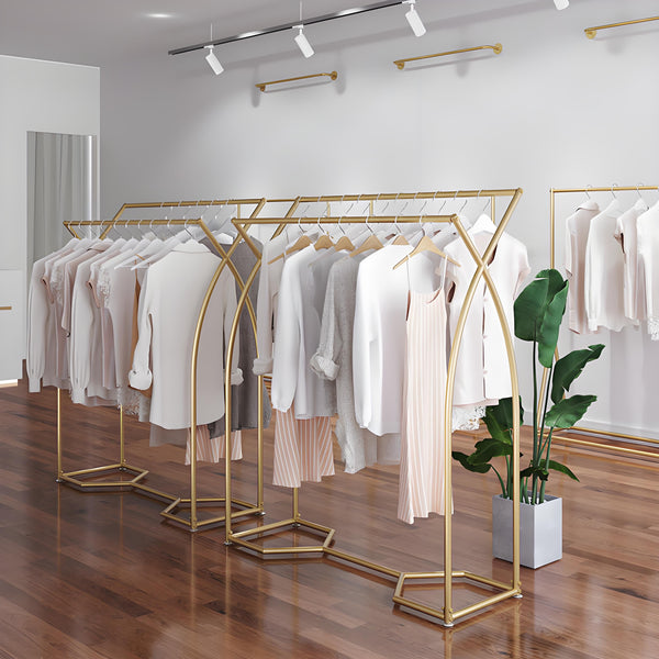 Commercial Clothing Garment Rack Retail Shop In Gold Shop Display Racks