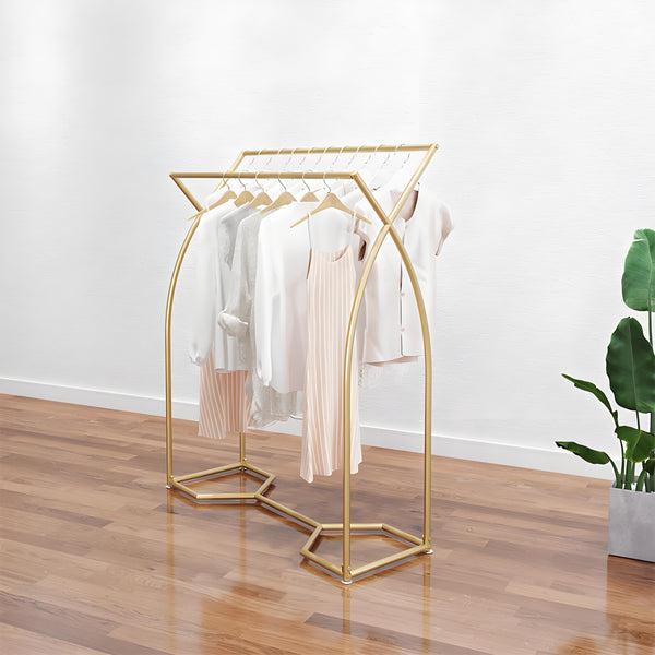 Commercial Clothing Garment Rack Retail Shop In Gold Shop Display Racks