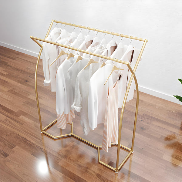 Commercial Clothing Garment Rack Retail Shop In Gold Shop Display Racks
