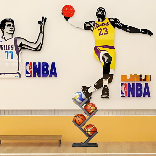 Ball Trolley Rack Display Stand Basketball Football Storage Ball Racks