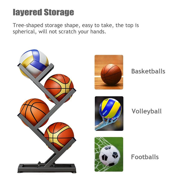 Ball Trolley Rack Display Stand Basketball Football Storage Ball Racks