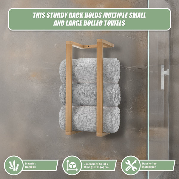 Wall Towel Rack For Rolled Towels Bathroom Storage Towel Racks