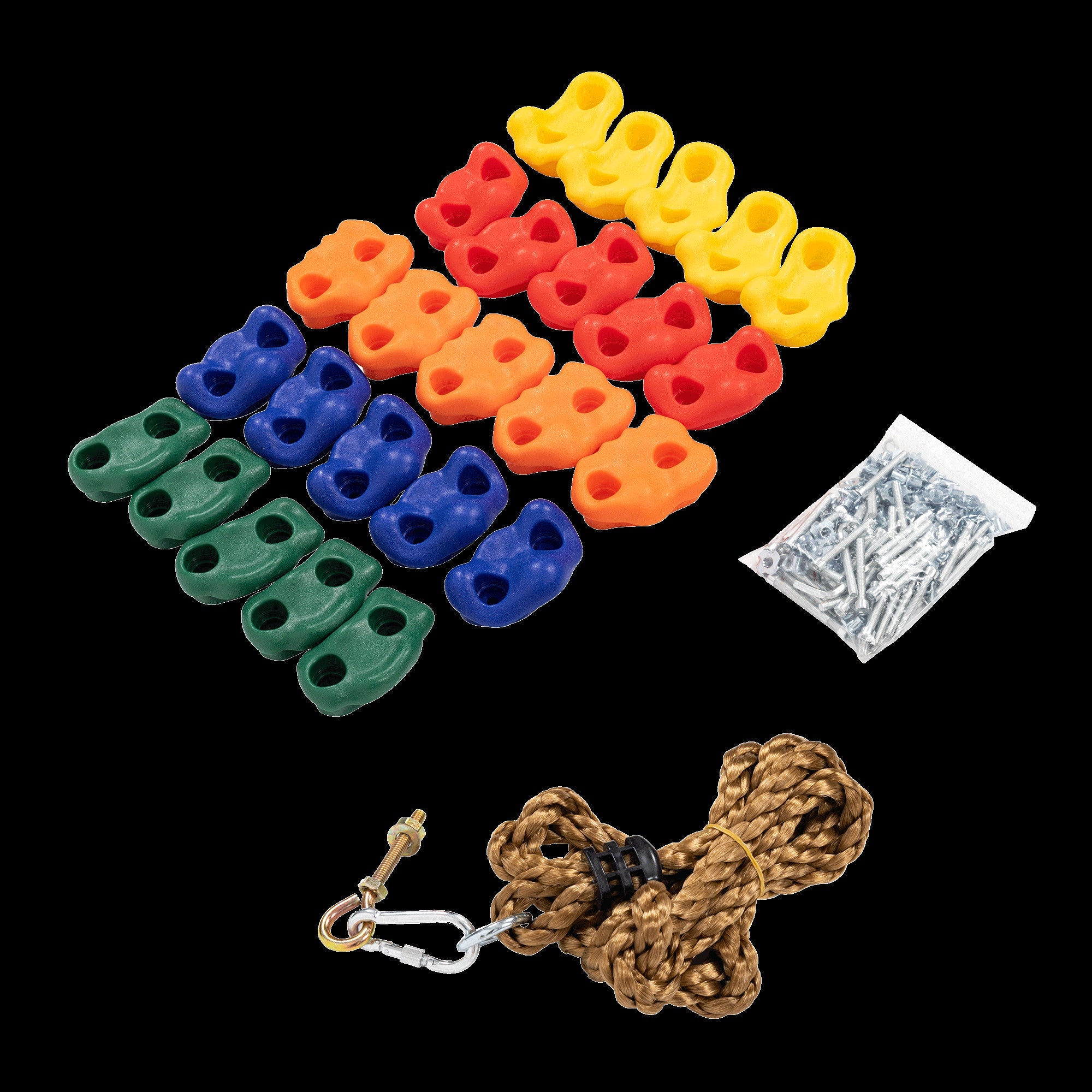 Jungle Gym Rock Kids Wall Mounting Hardware Knotted Rope 25 Handles Playground Climbing Holds