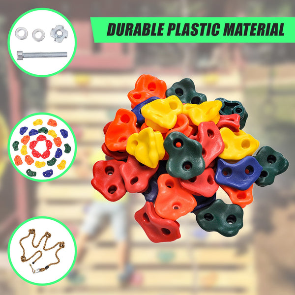 Jungle Gym Rock Kids Wall Mounting Hardware Knotted Rope 25 Handles Playground Climbing Holds