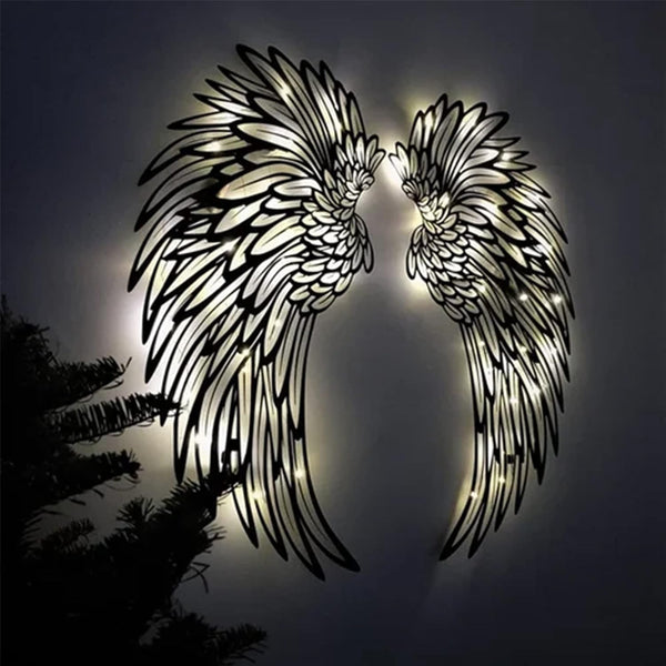 Led Angel Wing Metal Wrought Iron Wings Sculpture Fairy Lights Wall Art