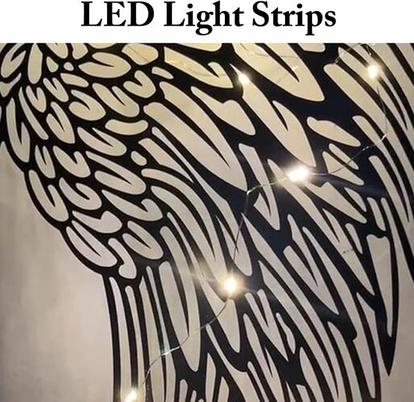 Led Angel Wing Metal Wrought Iron Wings Sculpture Fairy Lights Wall Art