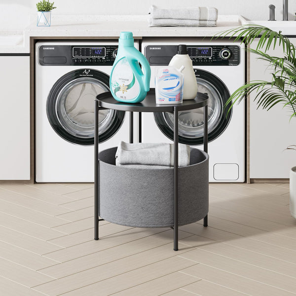 Round Side Table Bedside Storage Basket Side Tables