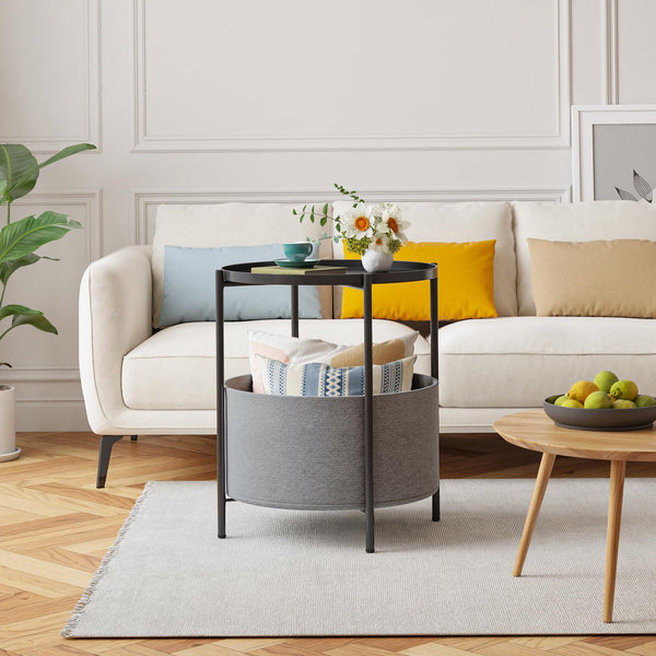 Round Side Table Bedside Storage Basket Side Tables