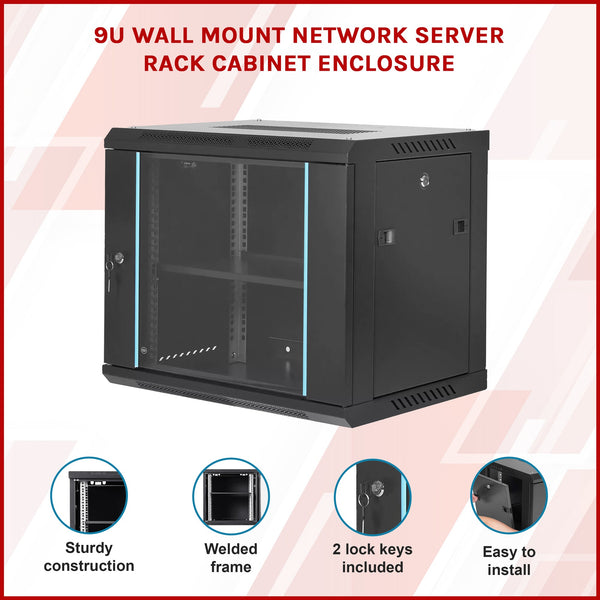 9U Wall Mount Network Server Rack Cabinet Enclosure Other Ent. Networking Racks